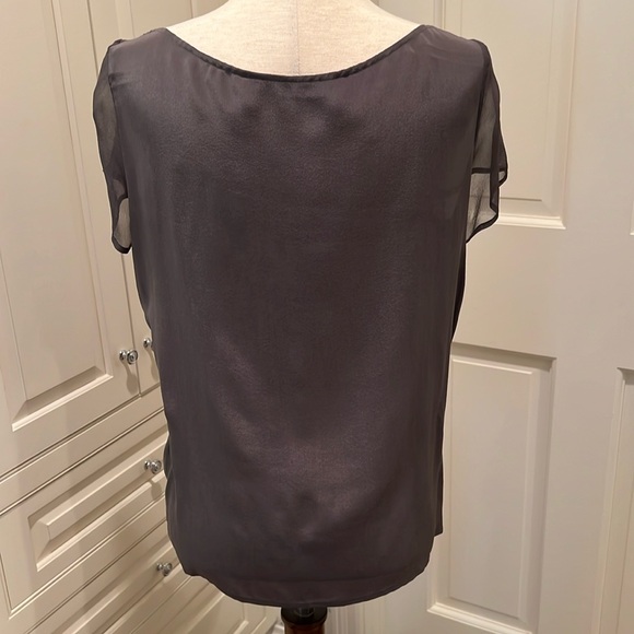 ZARA GRAY SILK CREPE LAYERED-FRONT BLOUSE - Picture 3 of 3